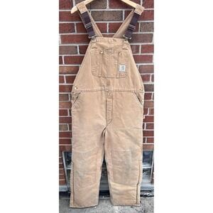 Vintage Carhartt Overalls 42x32 Double Knee Duck Canvas Insulated Union Made USA